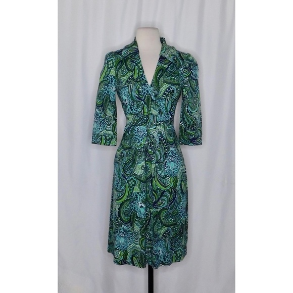 LILLY PULITZER Silk Jersey Knit Blayney Dress Faux Wrap Master Of The House 2 - Picture 3 of 12